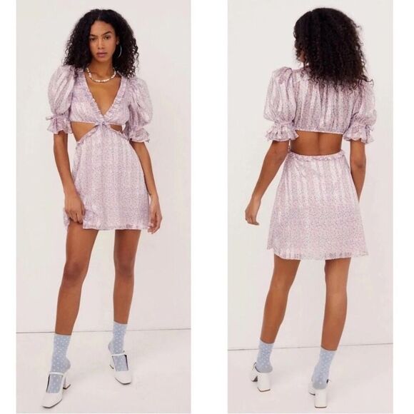 NWT For Love & Lemons Phoebe Floral Cutout Minj Dress Size Small - Picture 2 of 6